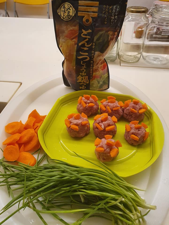 Ingredients for Carrot Pork Balls in Mizkan Tonkotsu Nabe Tsuyu