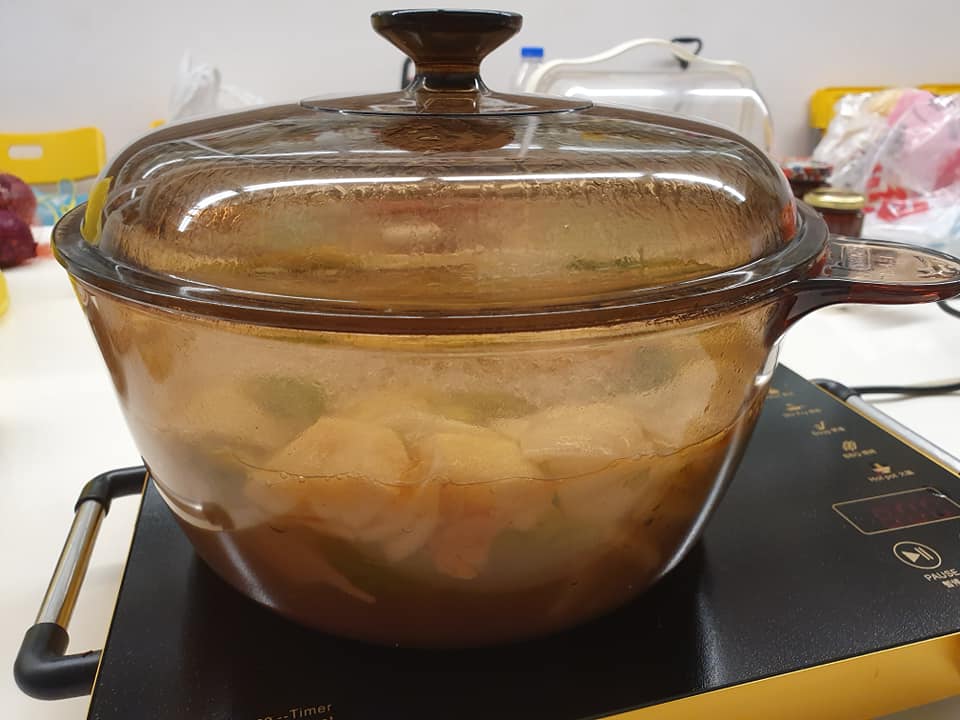 Boiling soup in progress