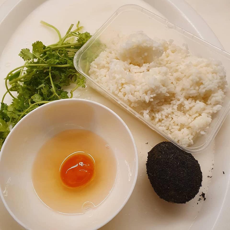 ingredients for Salted Egg Fried Rice with Corriander Leaves