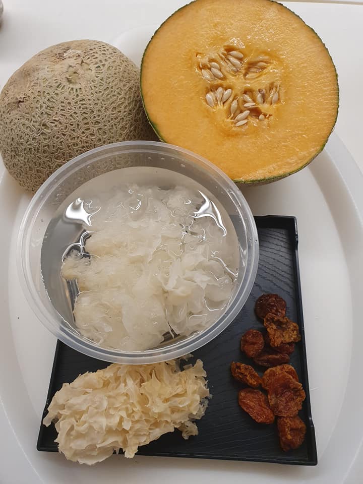 Ingredients for White Fungus Honey Melon Sweet Dessert
