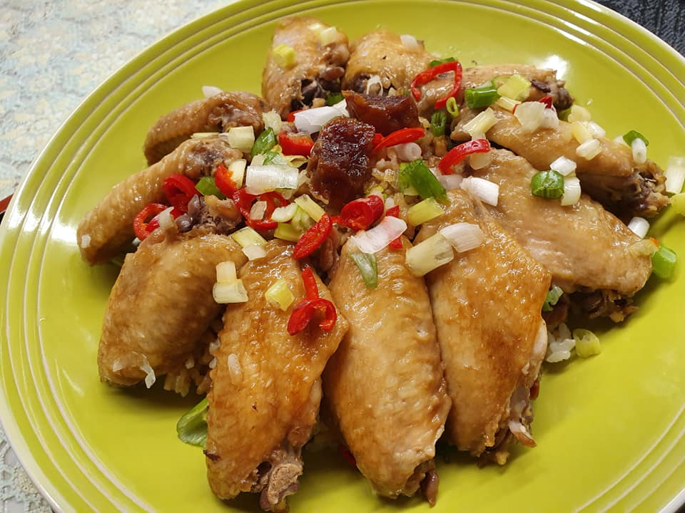 Rice Cooker Chicken Wing, Chinese Sausage & Salted Fish Rice