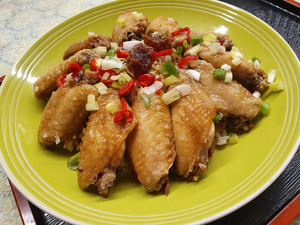 Rice Cooker Chicken Wing, Chinese Sausage & Salted Fish Rice