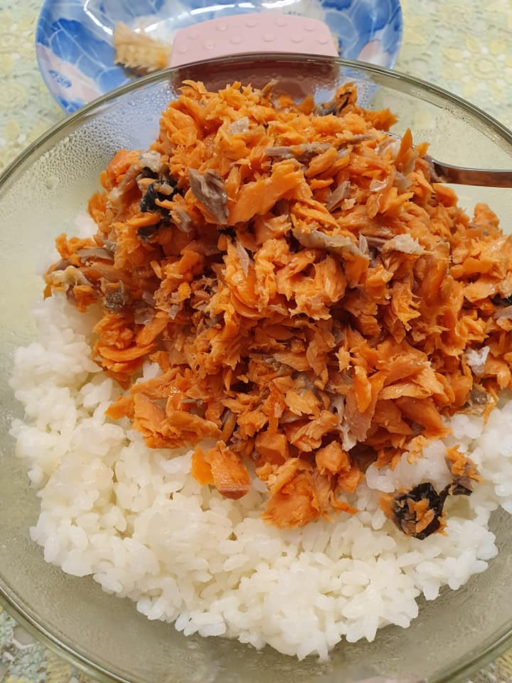 Adding Salmon to Rice