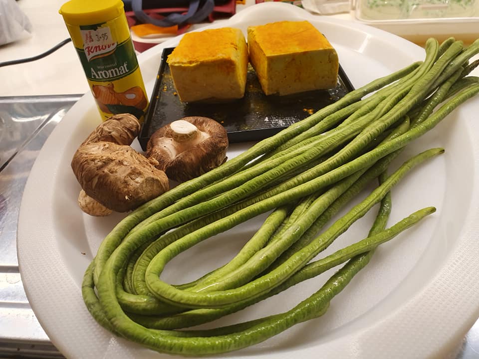 Ingredients for Tau Kwa Long Beans & Mushroom Stir Fry