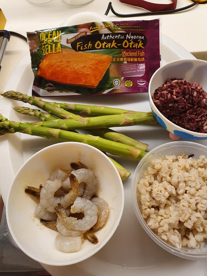 Ingredients for "3 Kinds Rice" & Barley Grain with Fish Otak Otak