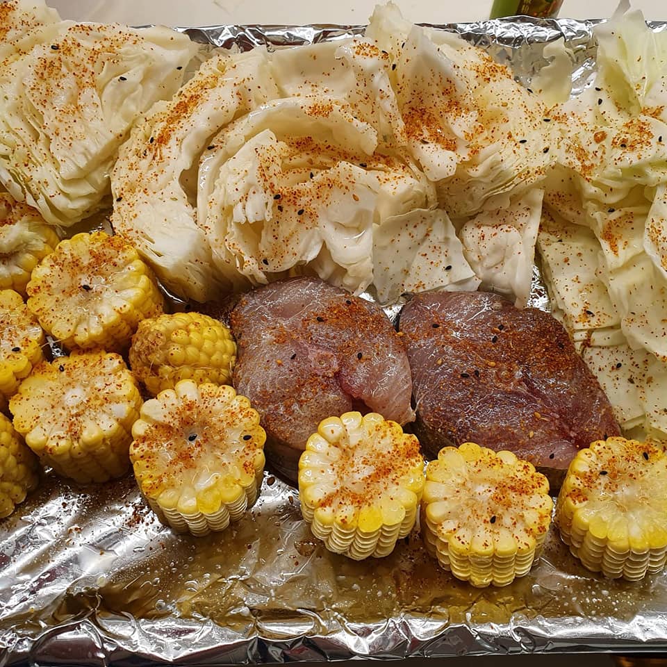 Ingredients for Baked Spanish Mackerels with veggies