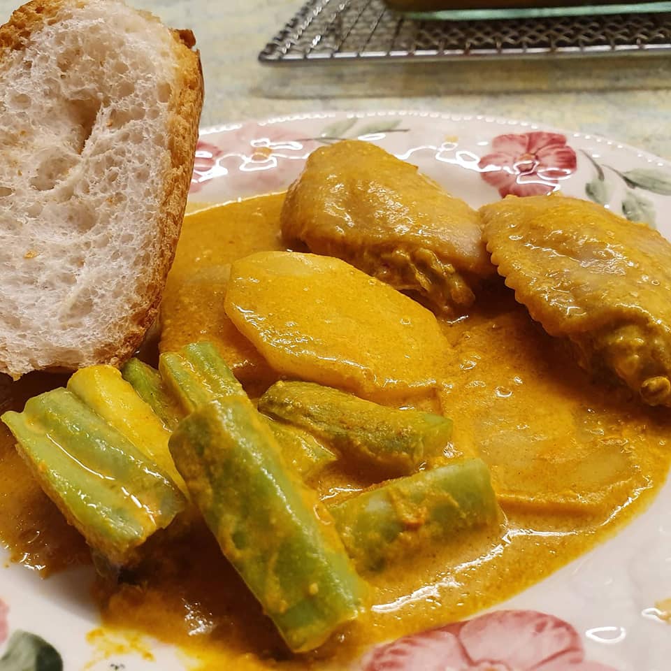 Baked Bittergourd, Chicken Mid Wings & Potatoes in Curry Sauce