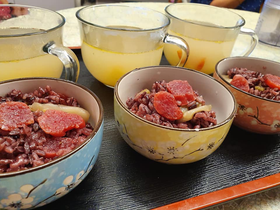 Watermelon, Celery & Cherry Tomatoes Soup with One Pot Rice