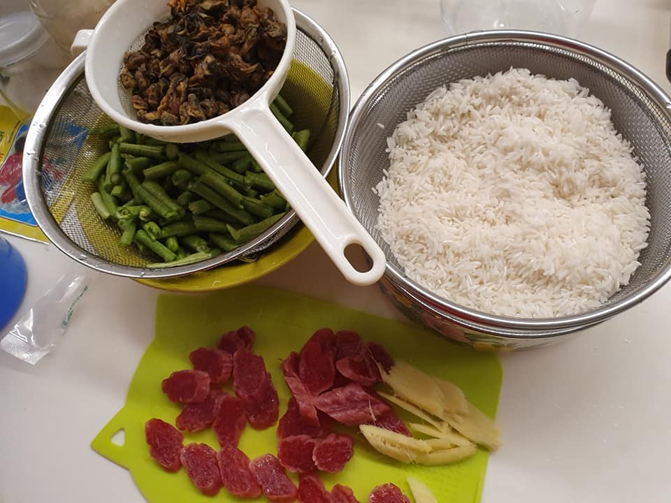 Ingredients for Dried Oyster Lup Cheong One Pot Rice