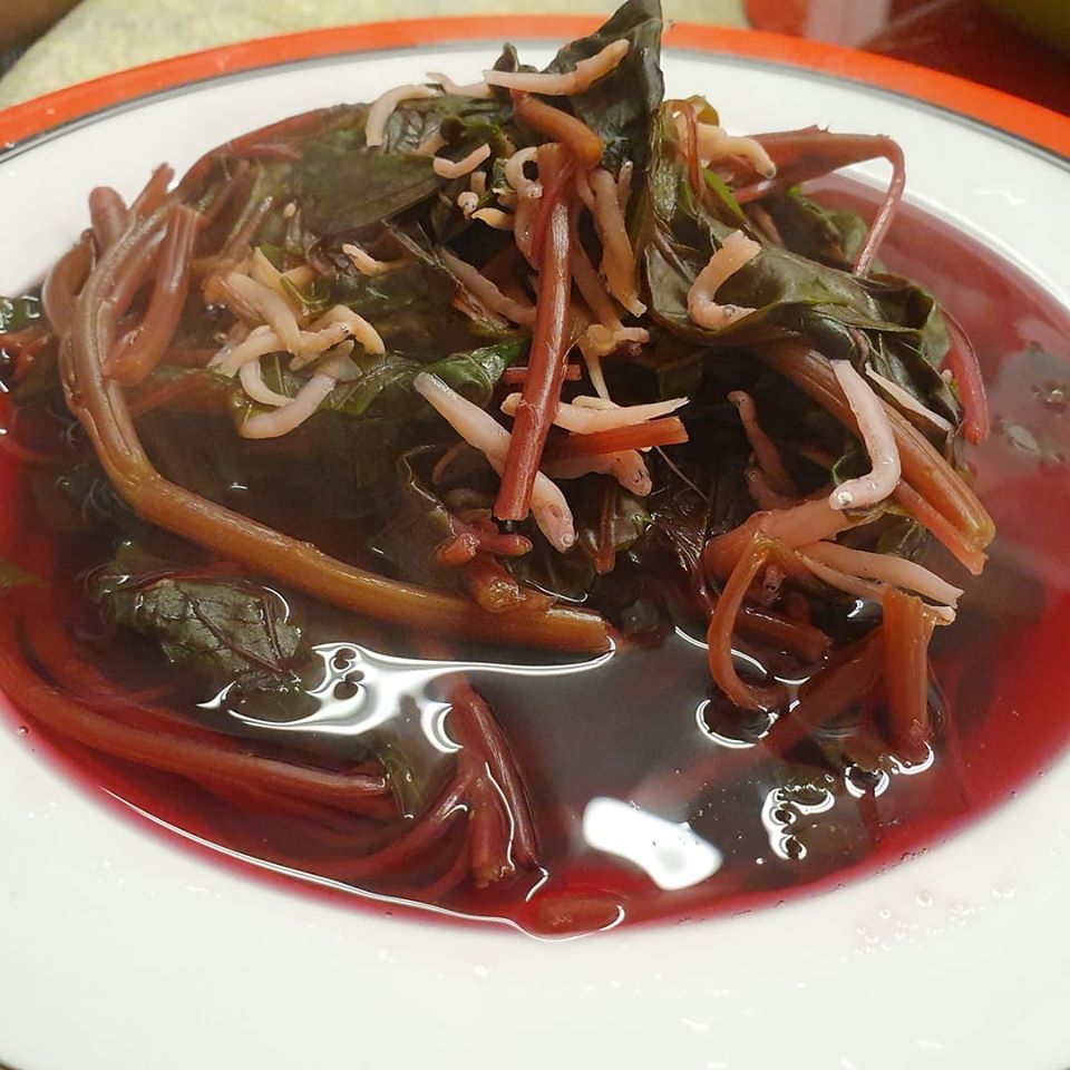 Red Spinach Soup with Shirasu