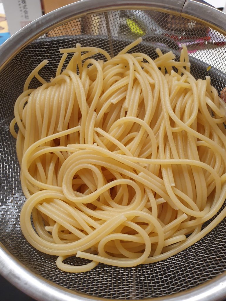 Cook spaghetti in salted water