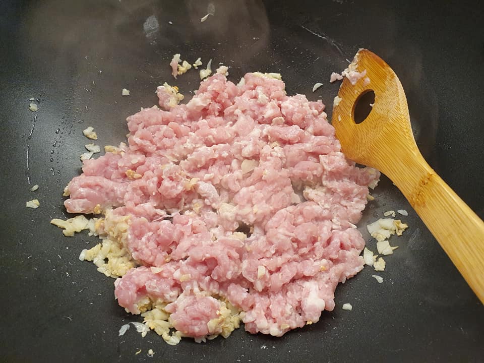 Adding in mince Pork