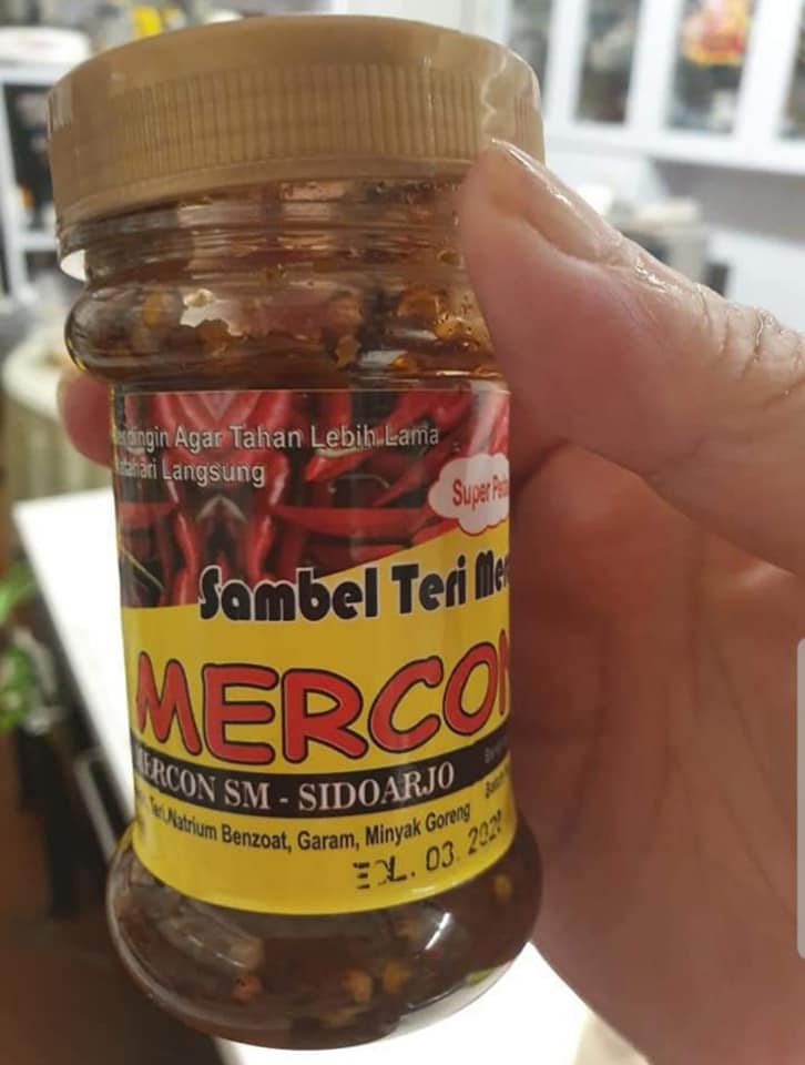 Indonesian made Mercon brand Sambel Teri Merah