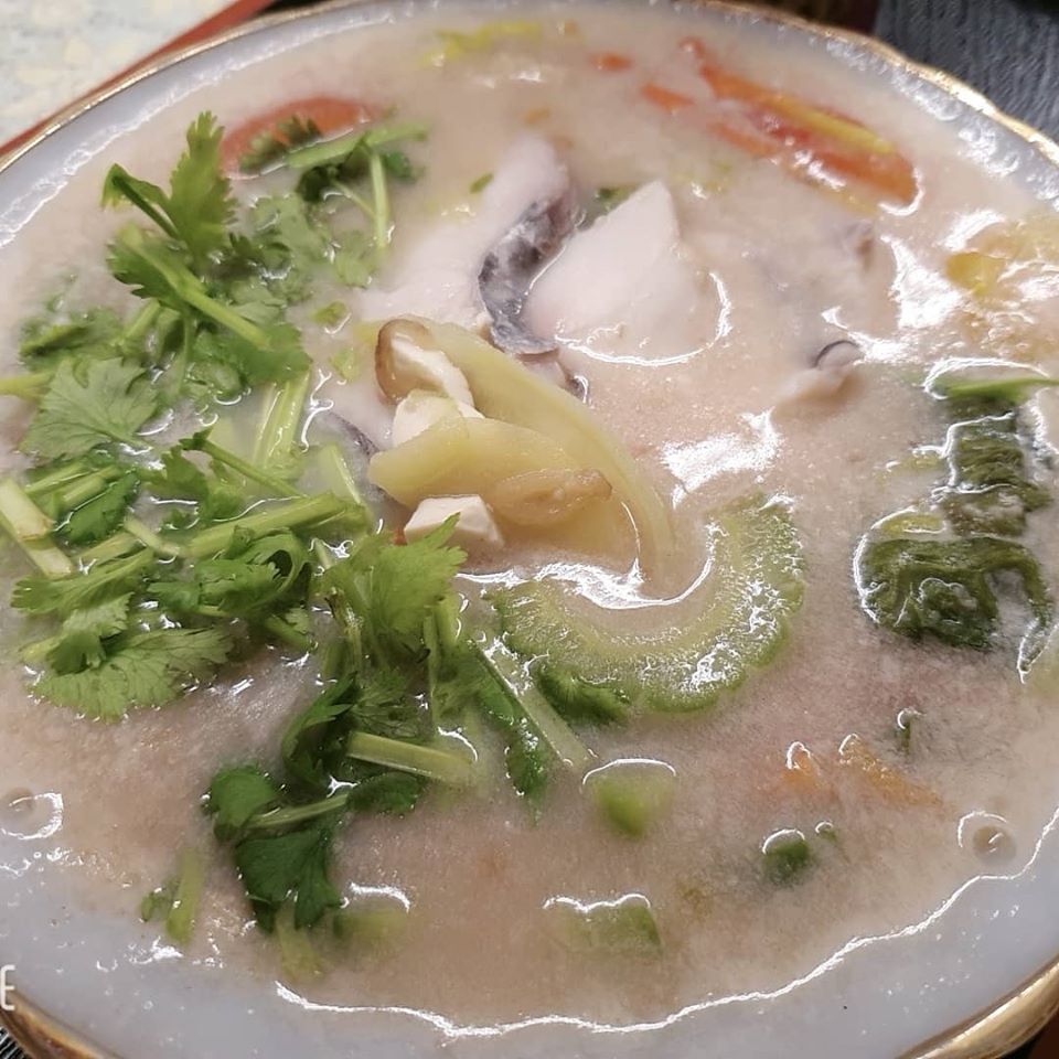 Savoury Oatmeal Porridge with Fish soup