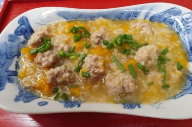 Pumpkin Rice Porridge with homemade Meat Balls